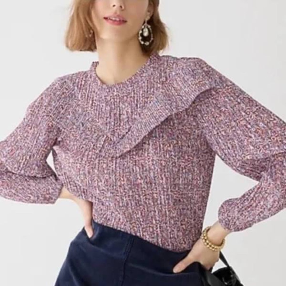 J.Crew Crinkle Chiffon V-detail Top in Floral Fields